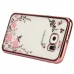 Samsung Galaxy Note 3 - Secret Garden Floral and Butterfly Bling Rhinestone Electroplated Clear Soft TPU Protective Phone Cover Case - Rose Gold and Pink Flower